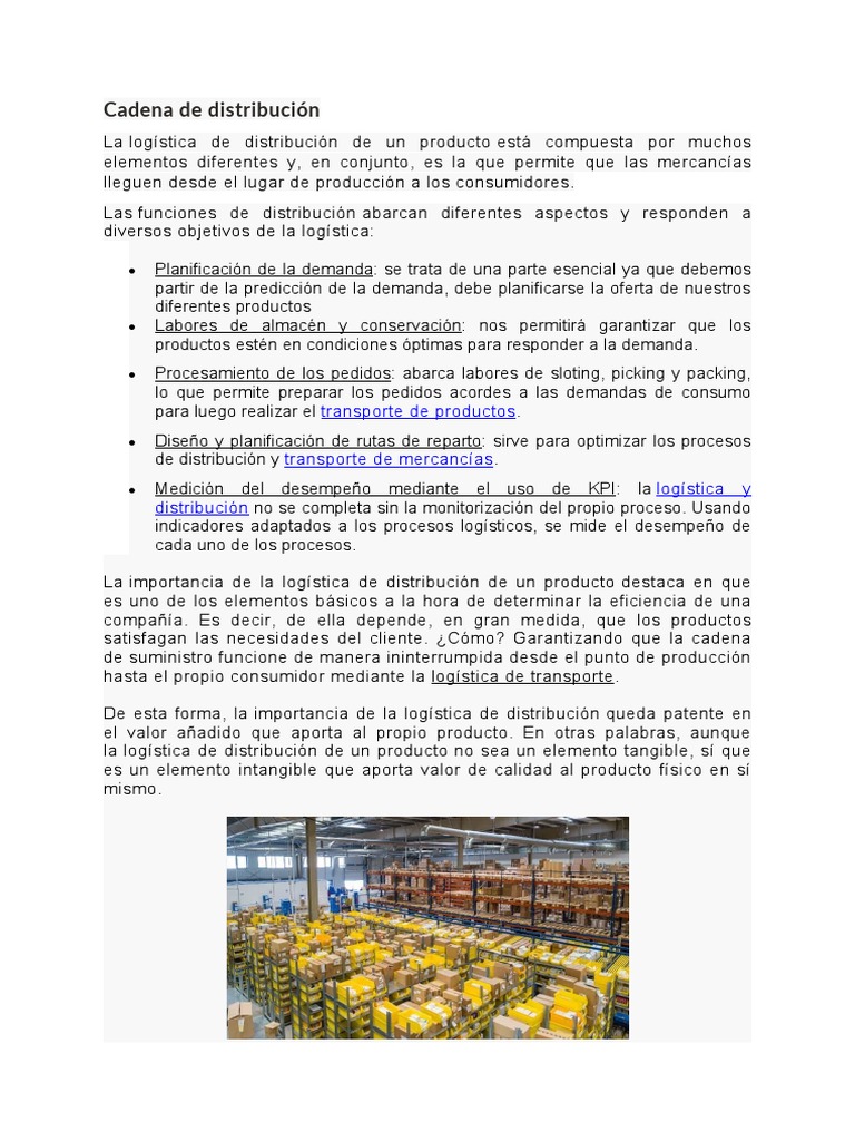 Cadena de distribución en empresas | PDF | Logística | Transporte