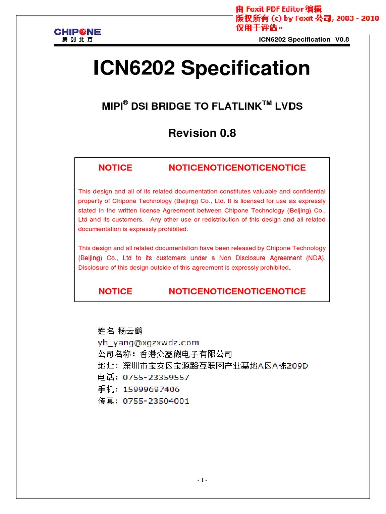 MIPI LVDS ICN6202 Specification V08 | PDF | Electrical Engineering ...