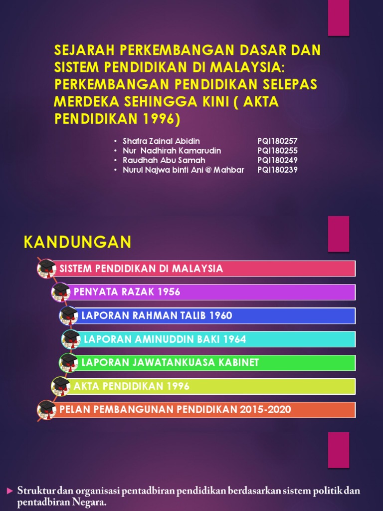Perkembangan Pendidikan Selepas Merdeka Sehingga Kini (Akta Pendidikan ...