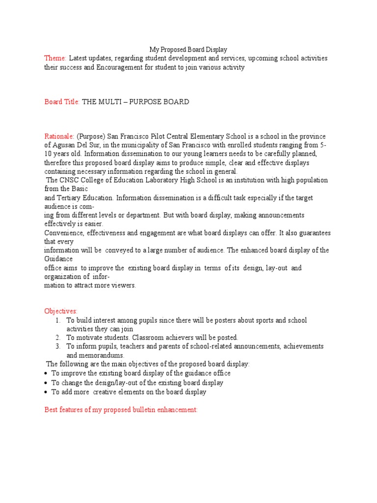 Proposed Multi-Purpose Board Display | PDF | Page Layout | Innovation