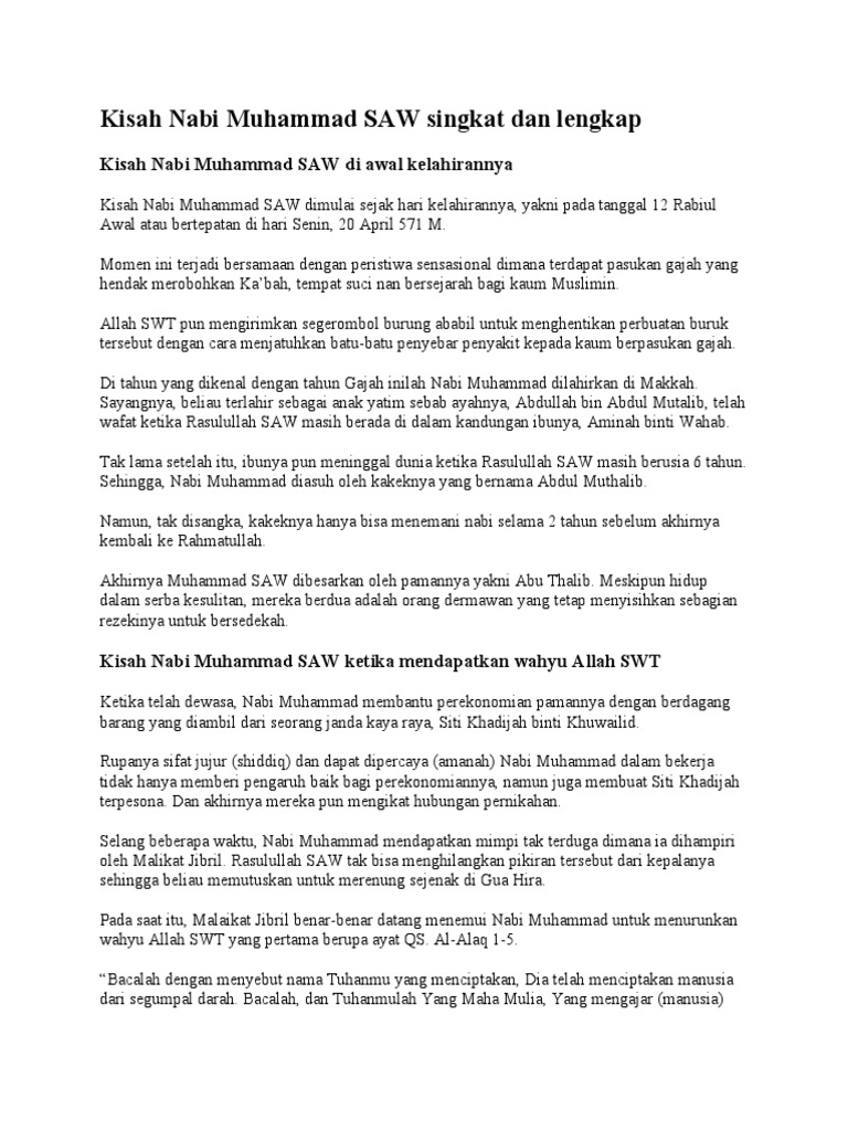 KISAH PERJALANAN NABI MUHAMMAD SAW | PDF