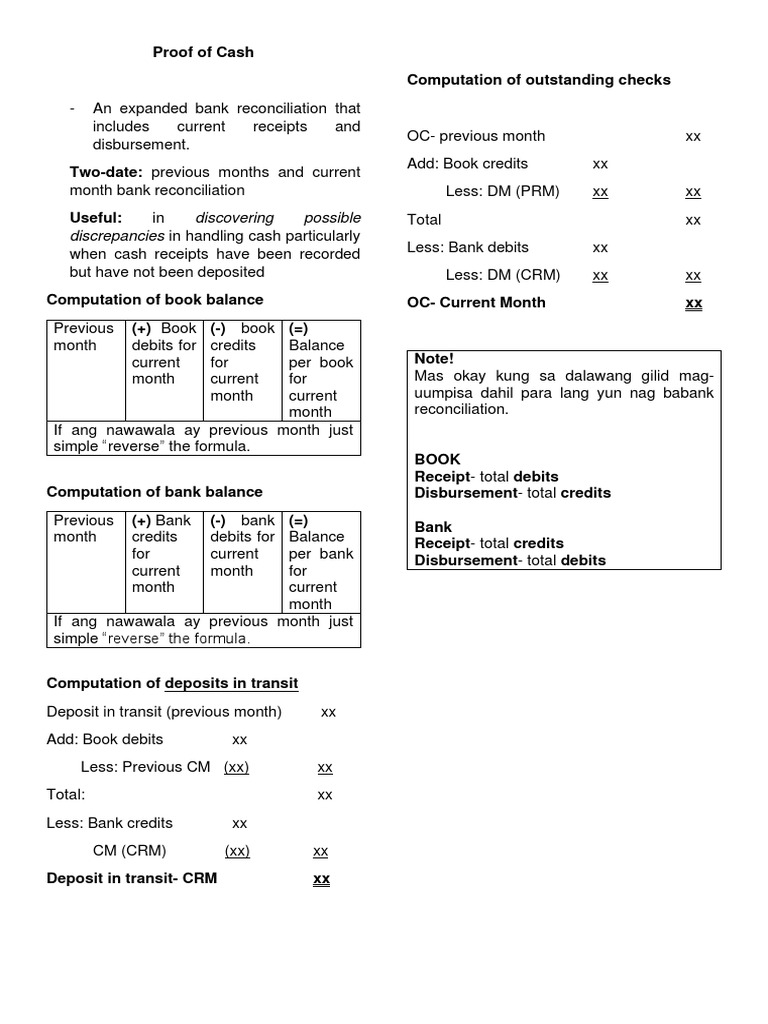Proof of Cash Reconciliation Guide | PDF