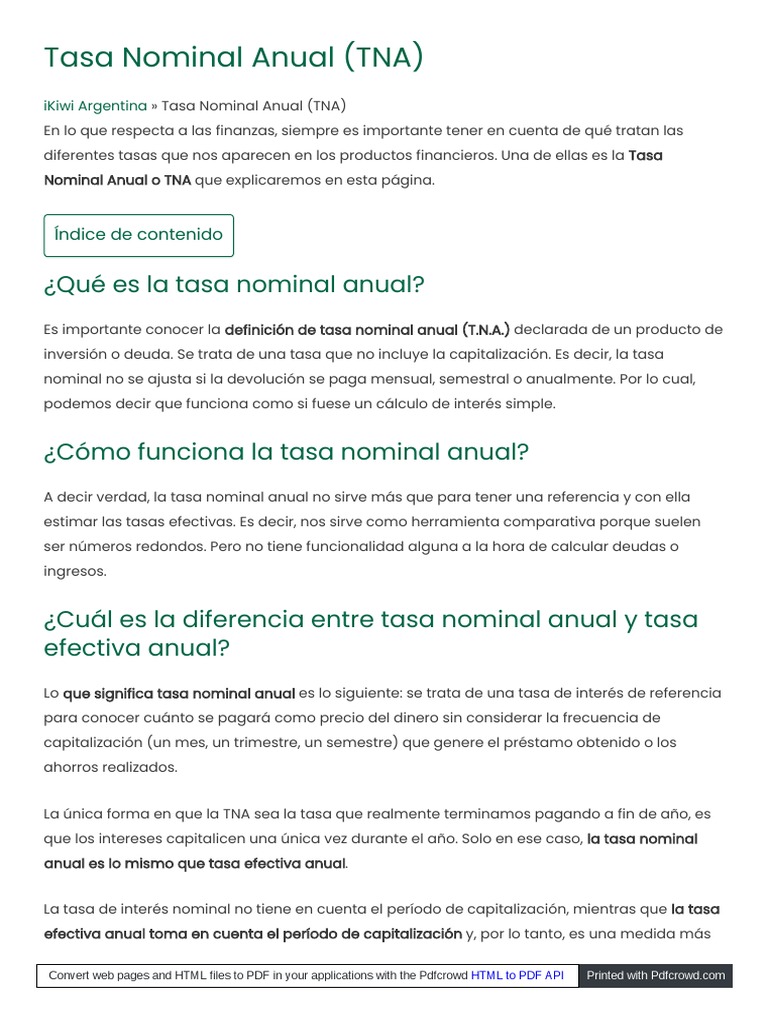 Ikiwi Net Ar Tasa Nominal Anual Tna | PDF | Interés | Crédito