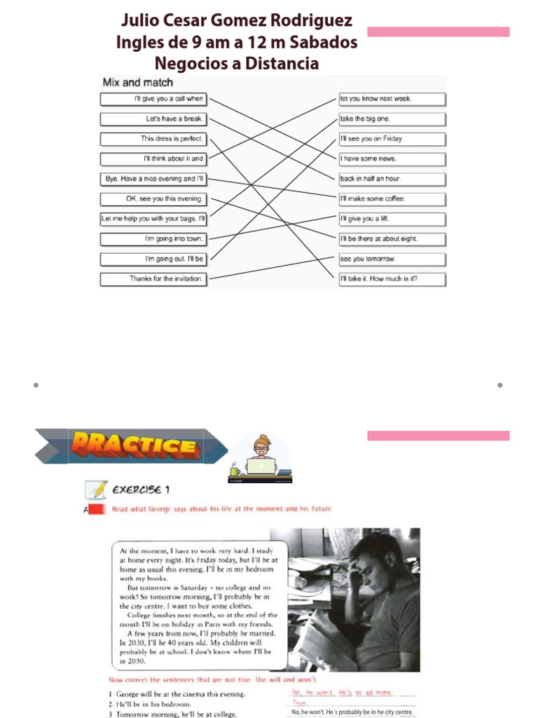 Future Simple Will Be Going To Resuelto JULIO GOMEZ PDF