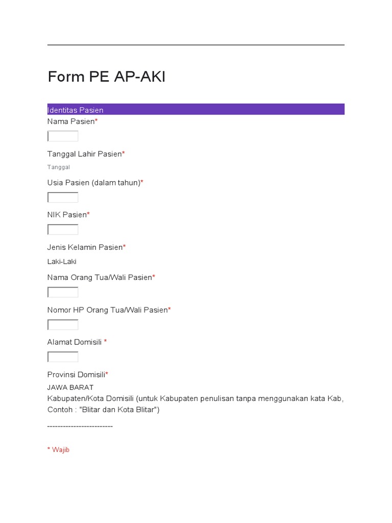 Formulir PE AP-AKI untuk Pasien | PDF | Gaya Hidup