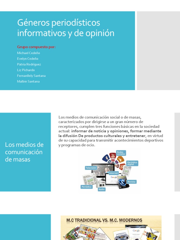 Géneros Periodísticos Informativos y de Opinión | PDF | Comunicación