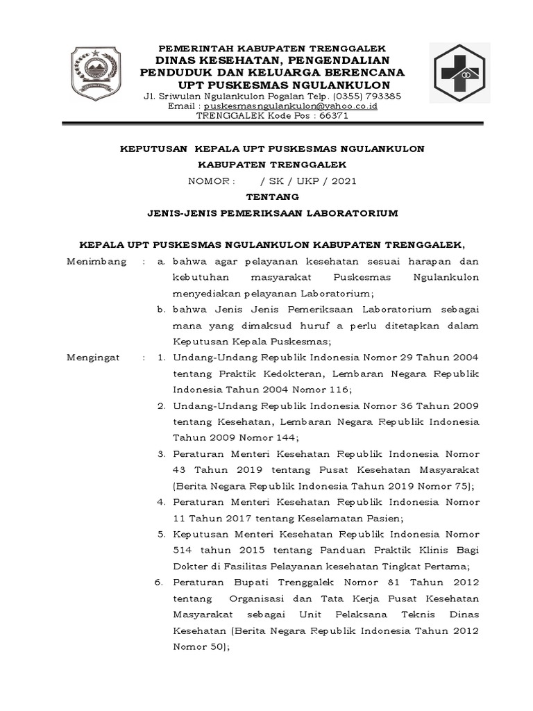 SK Jenis Pemeriksaan Lab PDF
