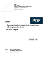 01 Tema 1 Programacion Lineal y Met Simplex - Inv Oper - Wquintana 05.09