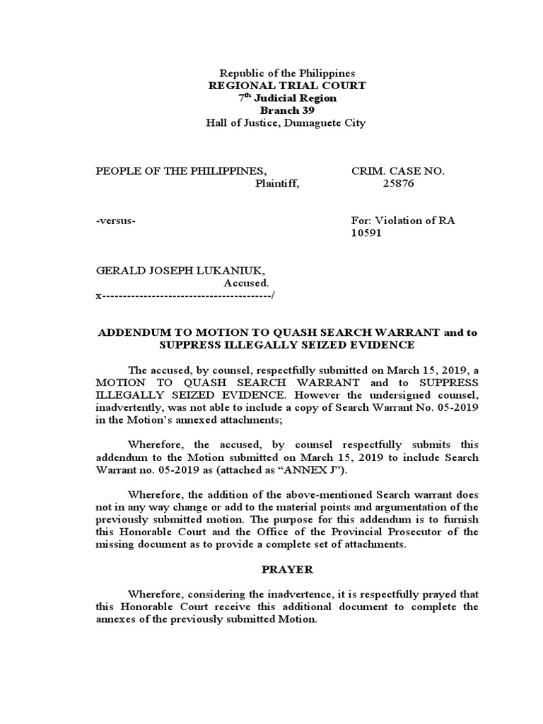 sample-addendum-motion-to-quash-search-warrant-descargar-gratis-pdf