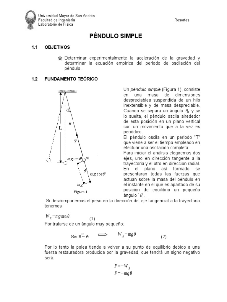 Estudio del Péndulo Simple en Física | PDF | Péndulo | Mecánica