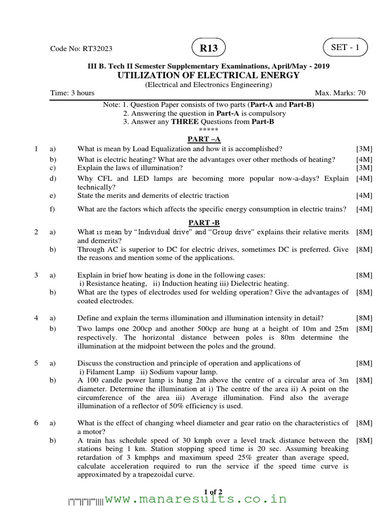 WWW Manaresults.co In Utilization of Electrical Energy PDF