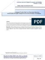 Status and Development Trends of The Use of Investment Resources in The System of Freight Transport Services in The Economy of Uzbekistan
