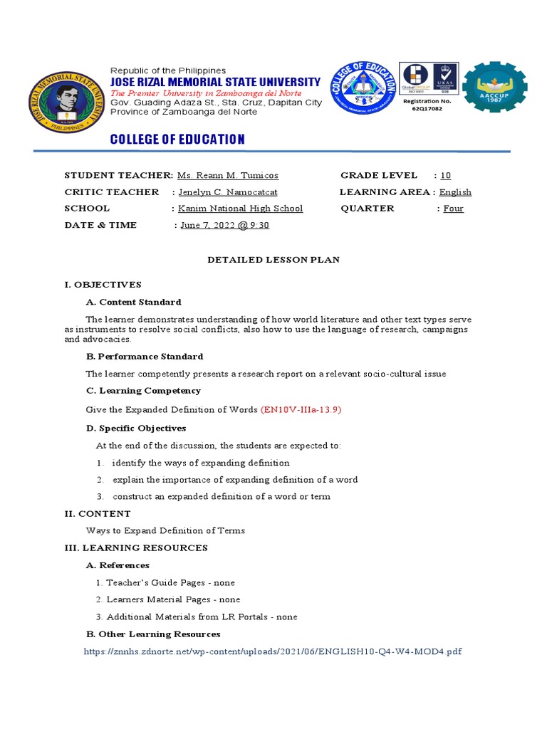 Lesson Plan For Final Demo | PDF | Definition | Blood