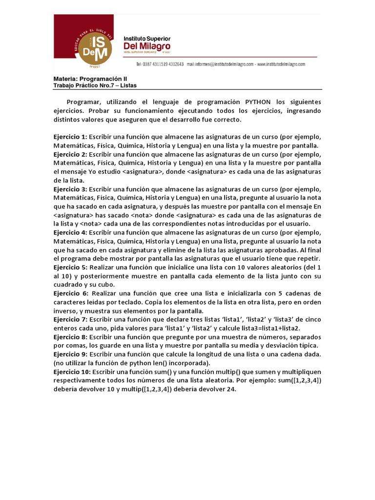 T.P.Nro.7 Prog - II-2022 | PDF | Función (Matemáticas) | Python ...