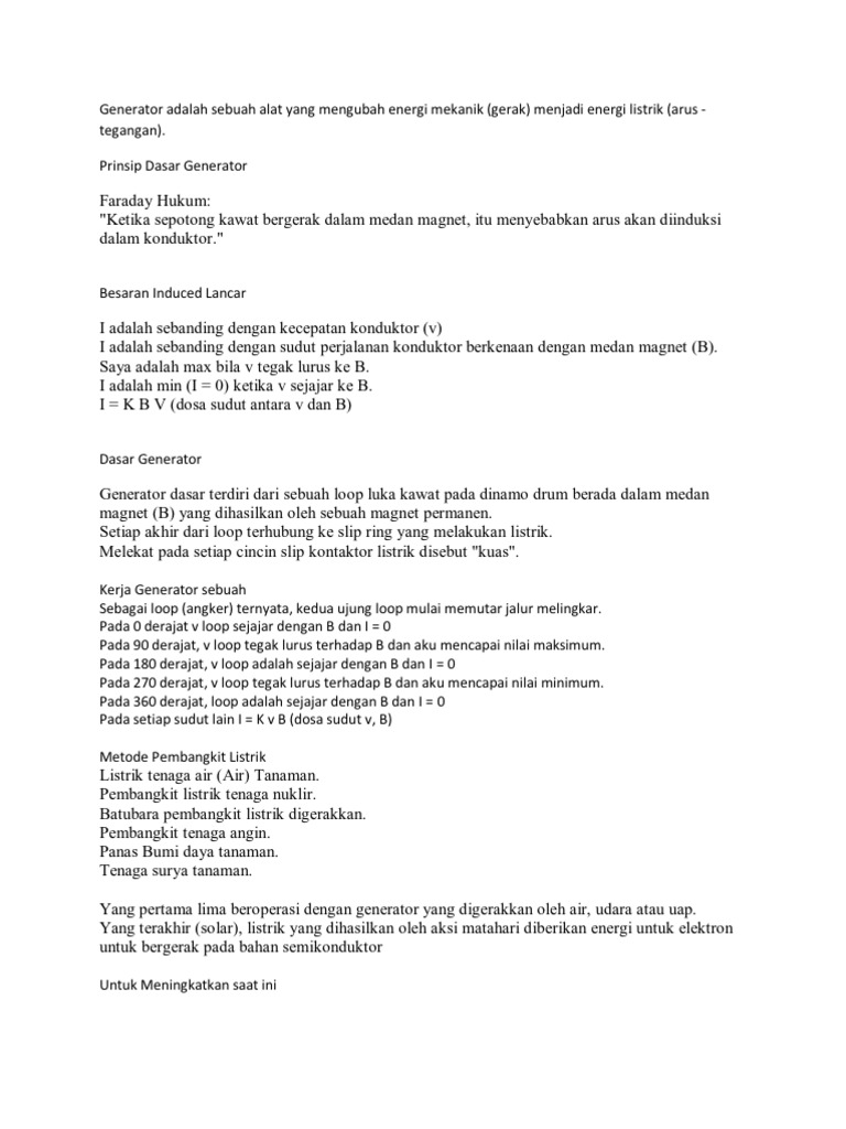 Generator Adalah Sebuah Alat Yang Mengubah Energi Mekanik Generator Adalah Sebuah Alat Yang Mengubah Energi Mekanik