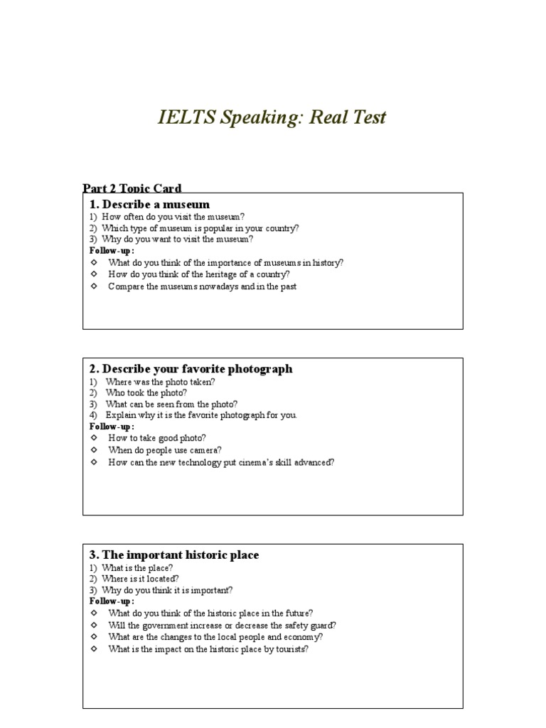 IELTS Speaking Test Questions | PDF | Social Science