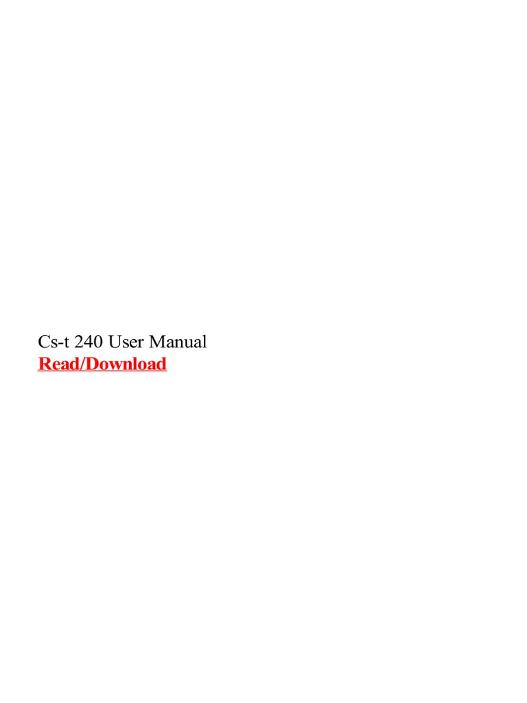 Cs T 240 User Manual | PDF