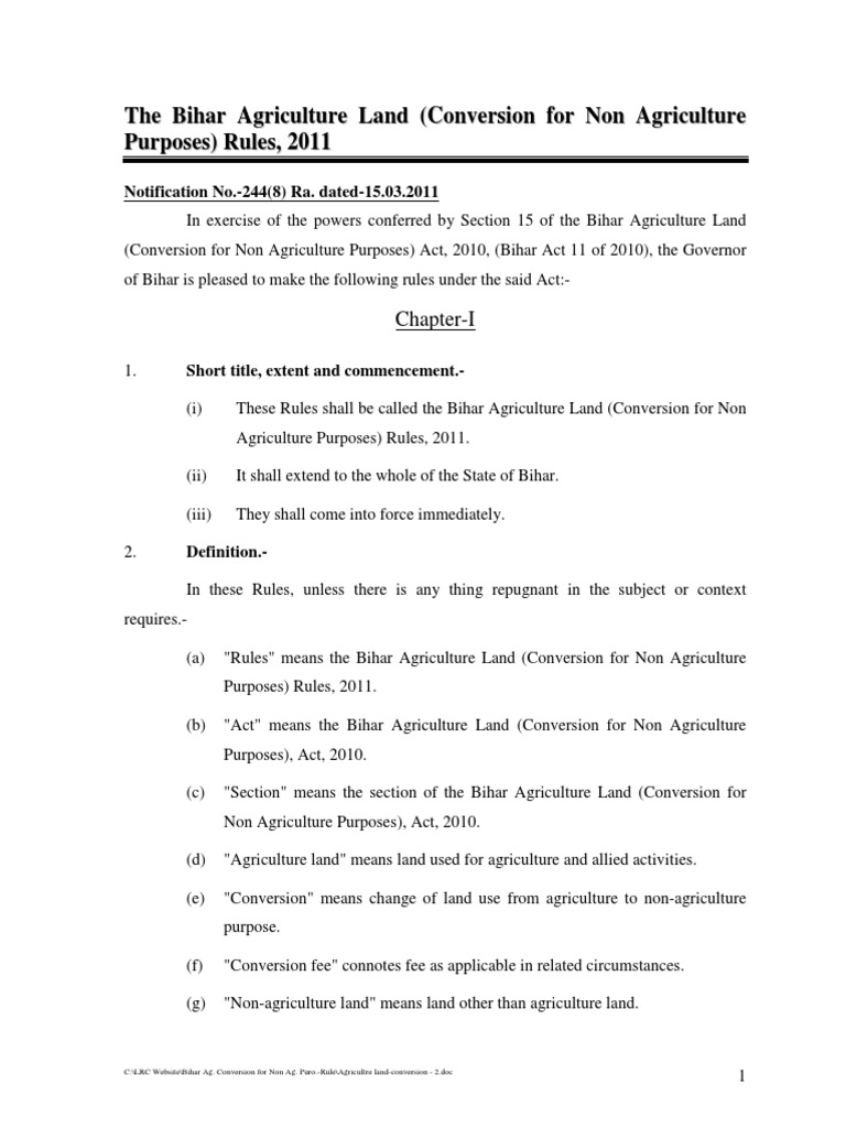Rules Bihar Land Conversion PDF Lease Renting