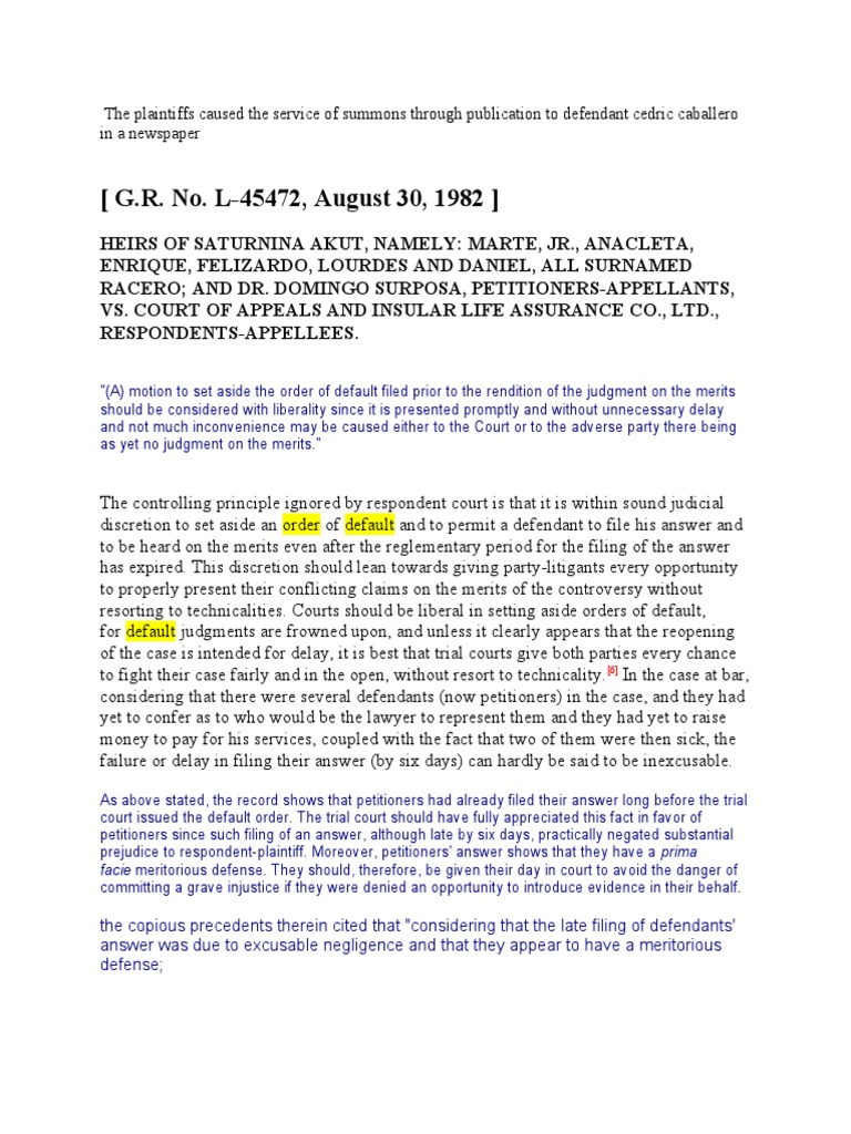 Jurisprudence For Lift Default PDF Default Judgment In Rem Jurisdiction