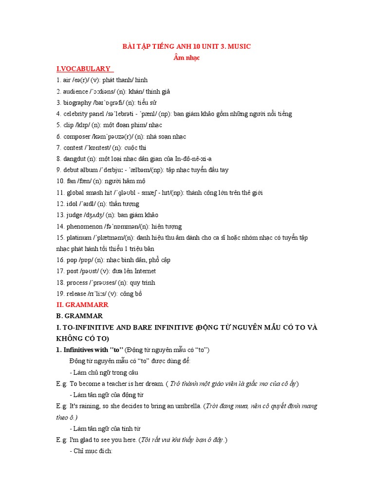 Bai Tap Tieng Anh Lop 10 Unit 3 Sach Ket Noi Tri Thuc | PDF