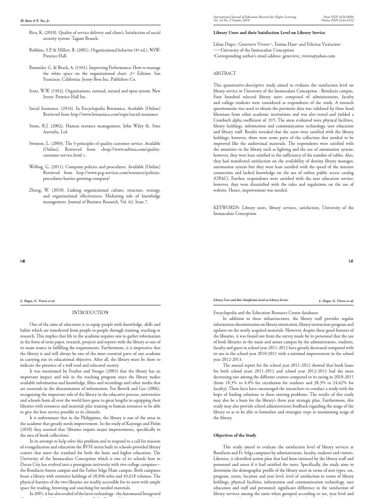 Library User Satisfaction Assessment | PDF | Libraries | Survey Methodology