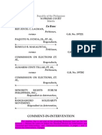 Comment in Intervention (Re Synchronization of Election in ARMM, constitutionality of RA 10153)