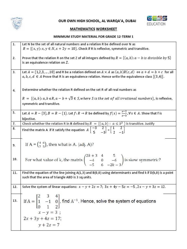 Minimum Study Material For Grade 12 | PDF | Equations | Theoretical Physics