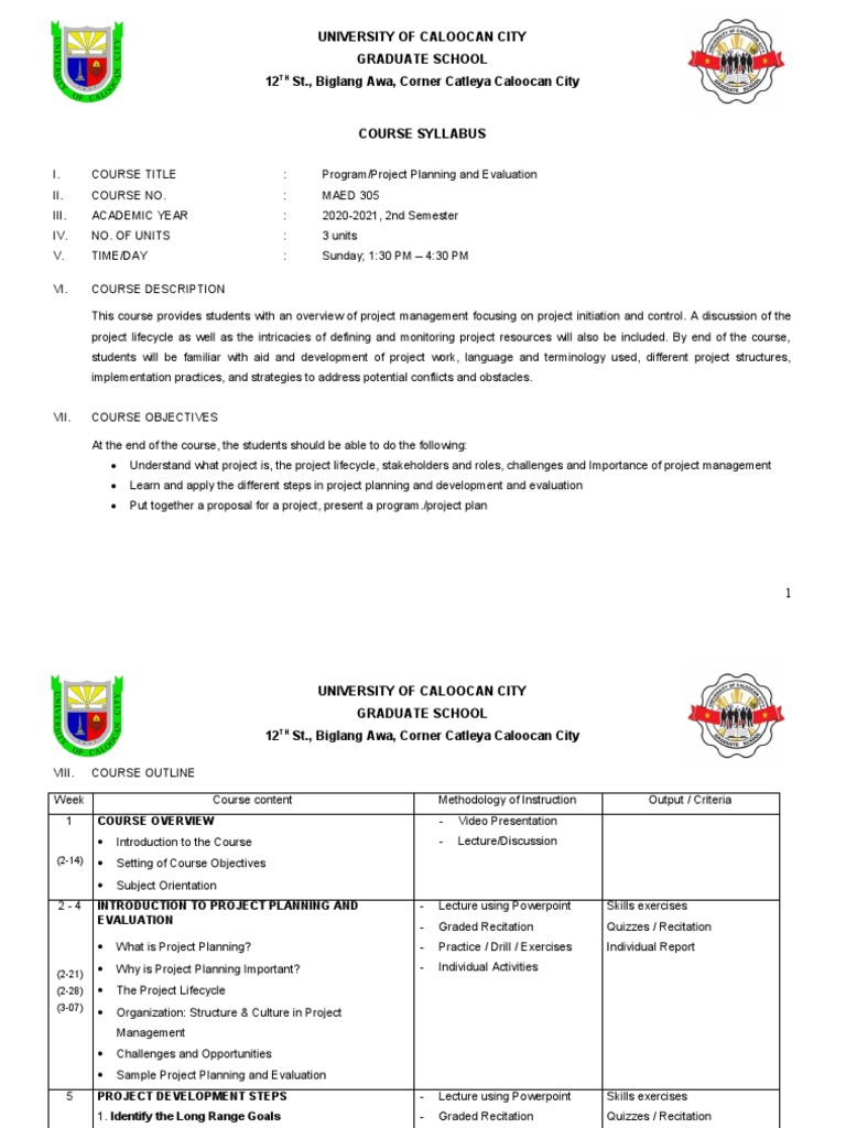 Project Planning and Evaluation Syllabus | PDF | Project Management ...