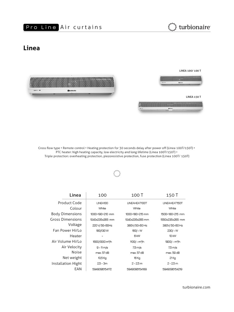 Linea Air Curtains Specifications & Features | PDF