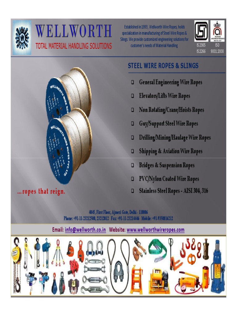 Steel Wire Ropes & Slings Overview | PDF | Rope | Wire