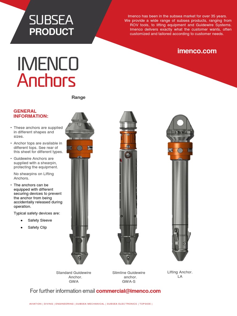Product Sheet Anchors PDF Subsea (Technology) Anchor