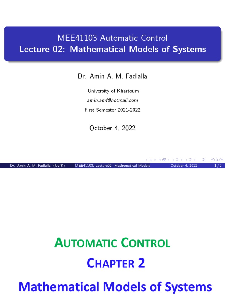 Mathematical Models in Control Systems | PDF | Differential Equations ...