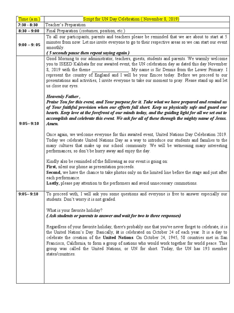Un day script pdf cowboys united nations