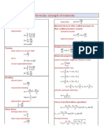 Basic formulas and geometrical properties for strength of materials