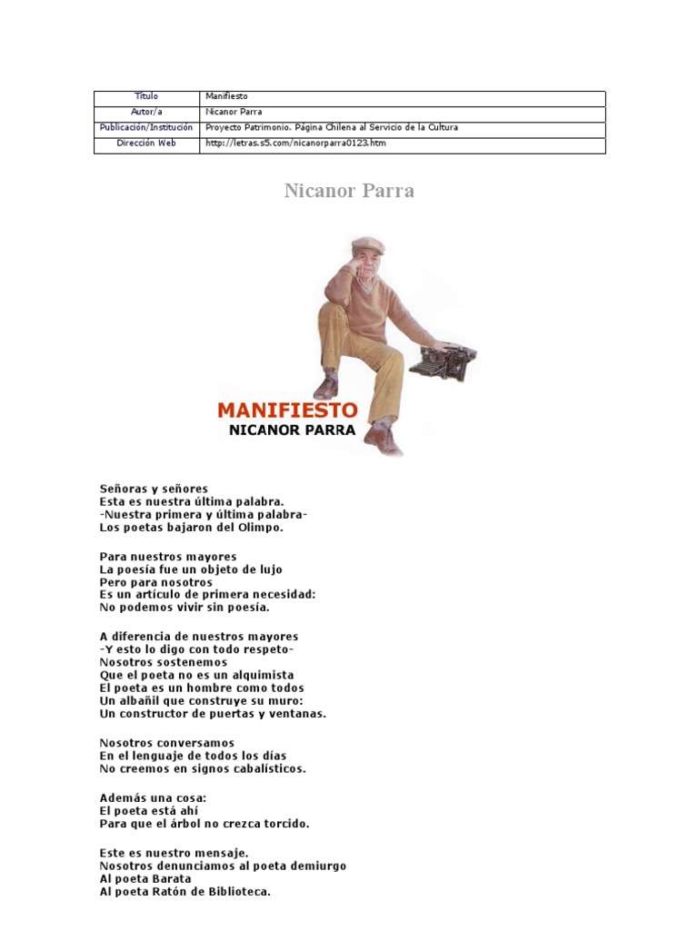 Nicanor Parra PDF Poesía Science