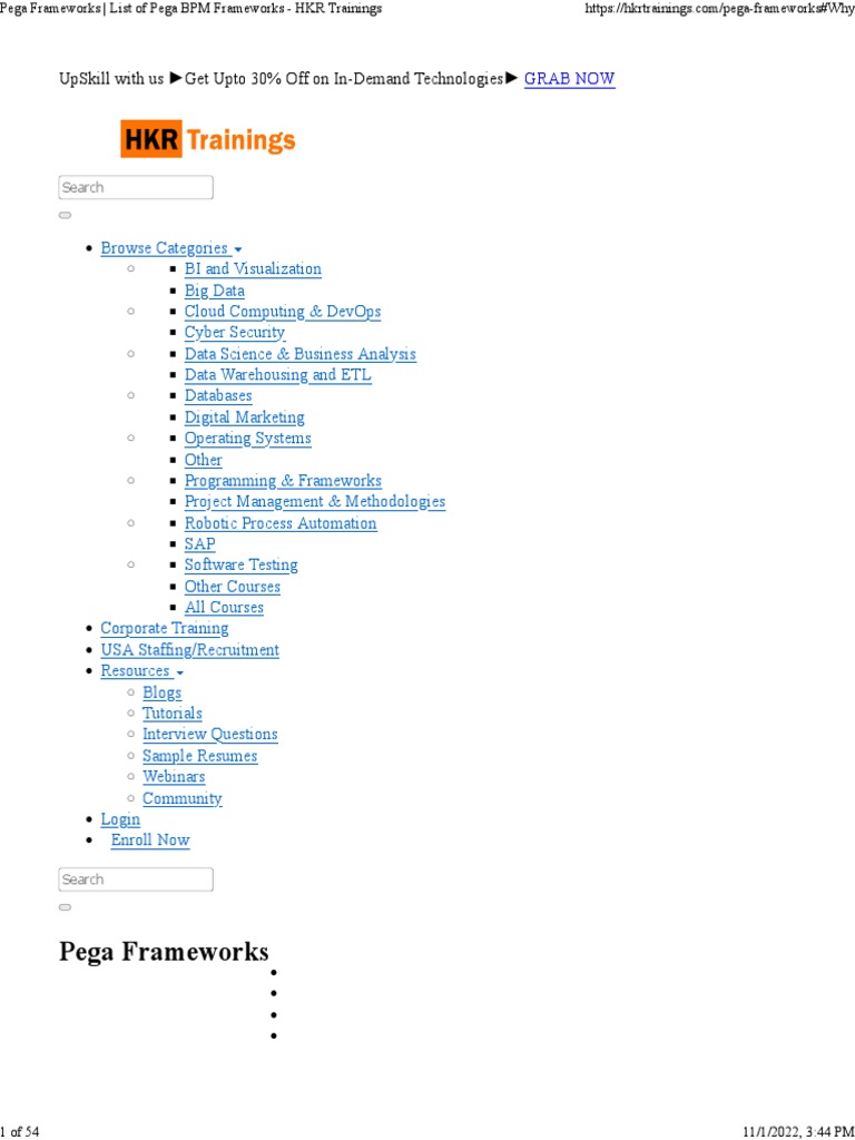 Pega Frameworks List of Pega BPM Frameworks HKR Trainings PDF Software Framework