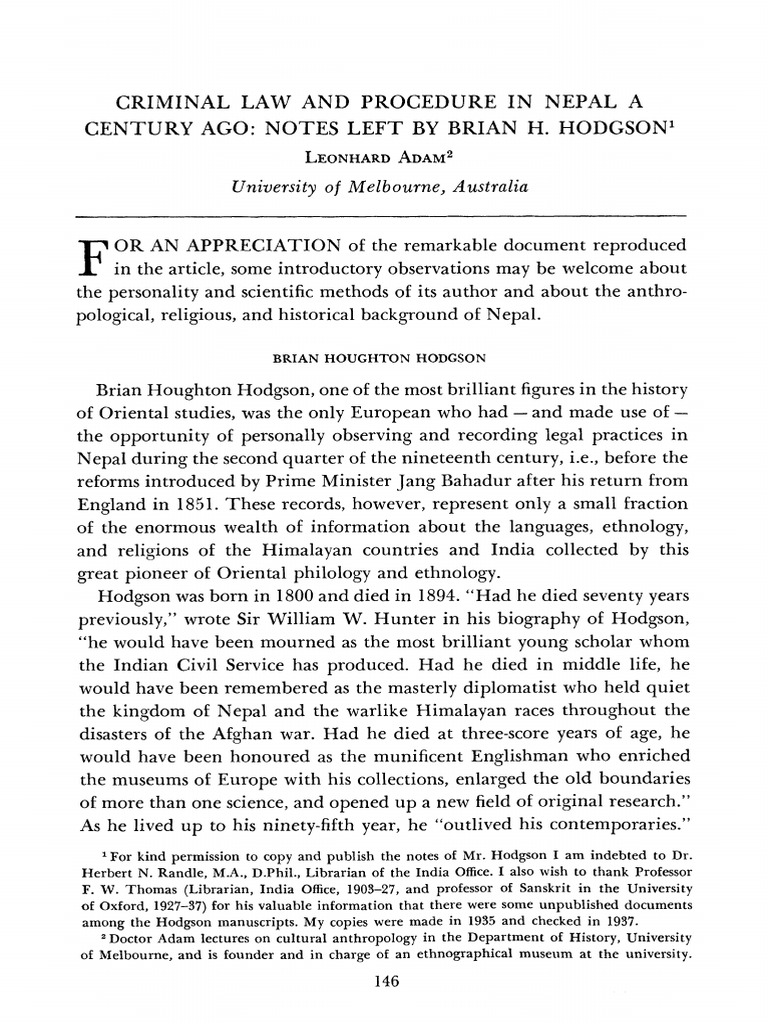 1950 Criminal Law and Procedure in Nepal A Century Ago - Hodgson by ...