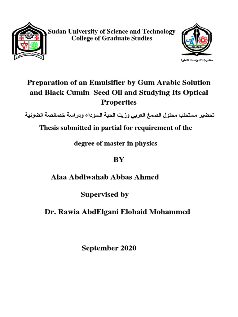 Optical Properties of Emulsions Prepared Using Gum Arabic Solution and