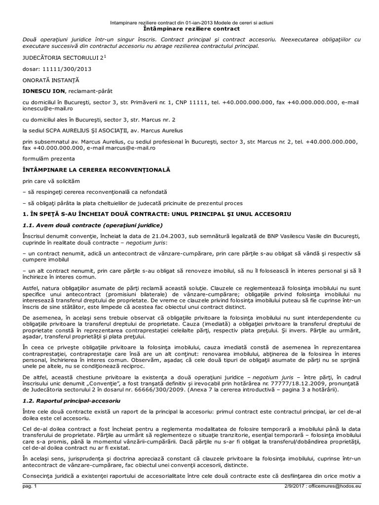 Intampinare Reziliere Contract Din 01 Ian 2013 Modele de Cereri Si ...