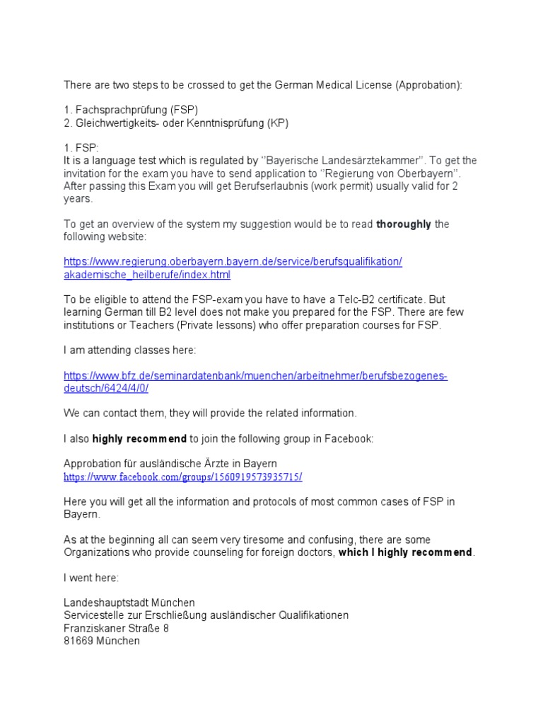 FSP Exam Guide for German Medical License | PDF | Vocational Education ...
