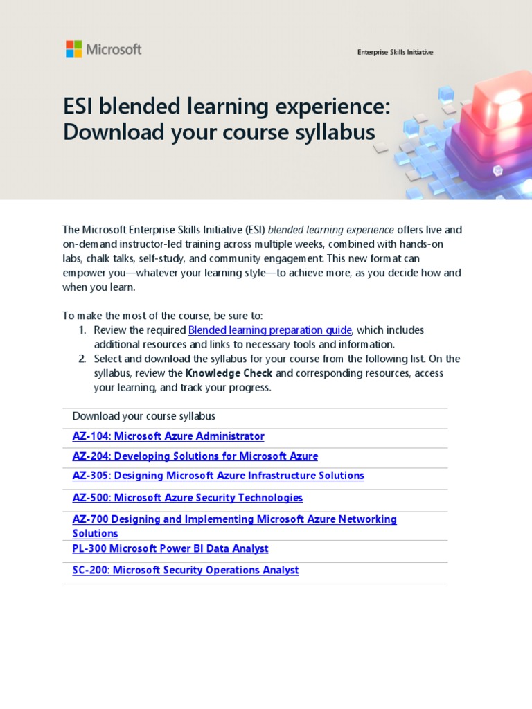 Microsoft ESI Blended Learning Guide | PDF