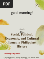 Chapter 4 Social Political Economic and Cultural Issues in Philippine History