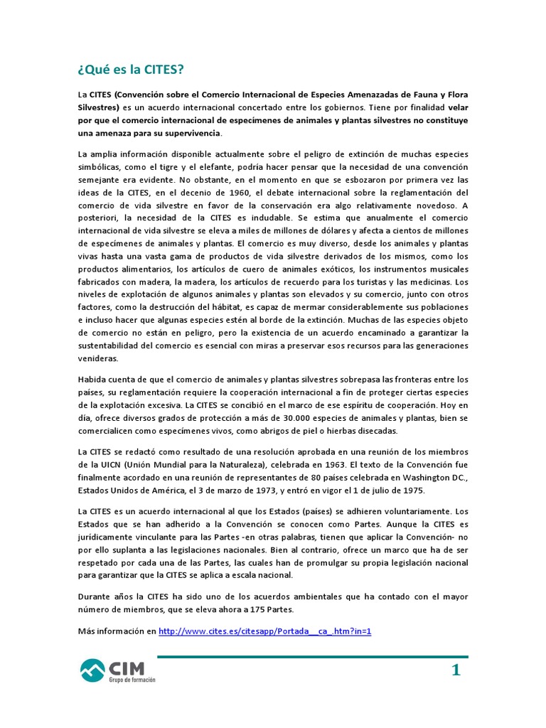 CITES: Protección Global de Especies | PDF | Cita | Especie en peligro