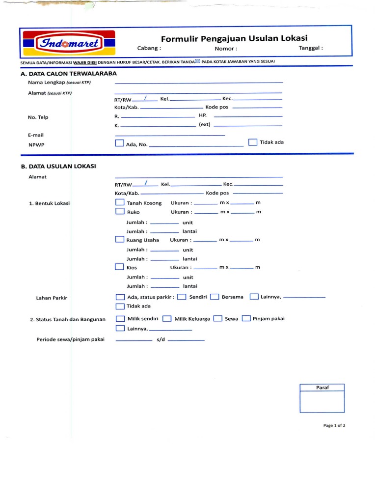 Formulir Pengajuan Ulok 010 | PDF