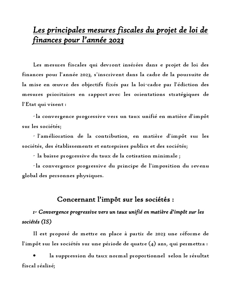 Mesures fiscales 2023 : Impôt sur les sociétés | PDF | Impôt sur le ...