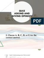 QUIZ Giving Opinion