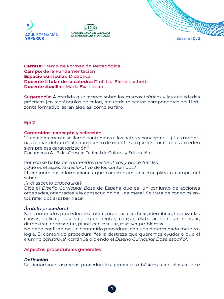 Contenidos y Observación en Didáctica | PDF | Plan de estudios ...