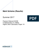 Edexcel GCSE Maths Higher Paper 1 June 2017 Mark Scheme
