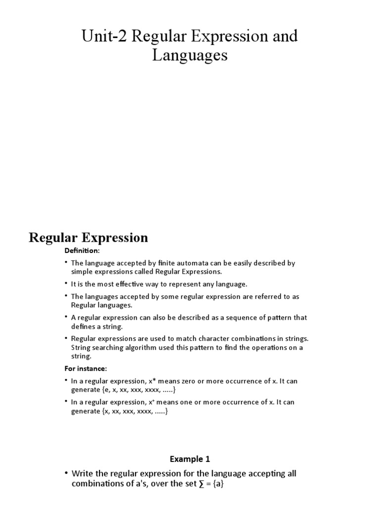 Regular Expressions and Languages Overview | PDF | Formal Methods ...
