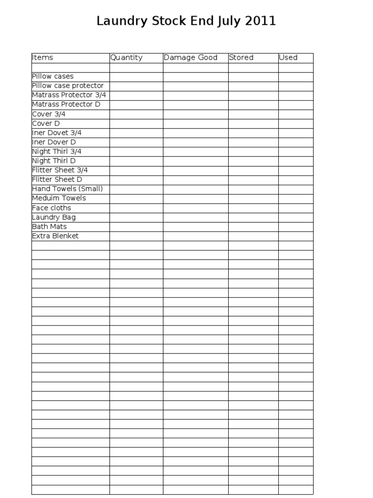 Laundry Inventory Report July 2011 | PDF | Language Arts & Discipline ...